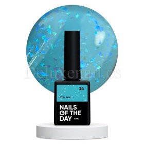 Potal Base 24 NAILSOFTHEDAY, base decorativa, zzul con trozos de foil holográfico, 10 ml