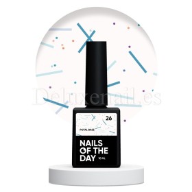 Potal Base 26 NAILSOFTHEDAY, base decorativa, beige lechoso con decoración mix neón, 10 ml