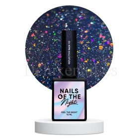 Reflective Base 03 NAILSOFTHENIGHT, base decorativa, azul oscuro con micro brillo reflectante morado y rosa, 10 ml