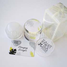 Kit de stamping Taki Da - Sello de silicona con raspador, Plata, 1 ud