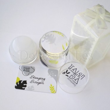 Kit de stamping Taki Da - Sello de silicona con raspador, Plata, 1 ud