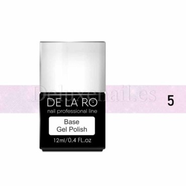Base New France Shimmer 05 DE LA RO, base camuflaje, rosa claro con micro brillo, 12 ml