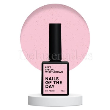 Esmalte Permanente Let’s special Whistledown NAILSOFTHEDAY, Rosa claro con trozos de foil dorado, 10 ml