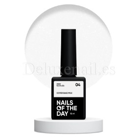 Cover Base Milk Shimmer 04 NAILSOFTHEDAY, base camuflaje, blanco lechoso con micro brillo, 10 ml