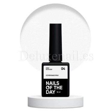Cover Base Milk Shimmer 04 NAILSOFTHEDAY, base camuflaje, blanco lechoso con micro brillo, 10 ml