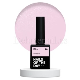 Cover Base Shimmer 26 NAILSOFTHEDAY, base camuflaje, violeta claro con purpurina plateada, 10 ml