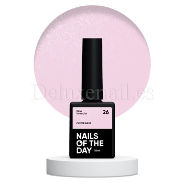 Cover Base Shimmer 26 NAILSOFTHEDAY, base camuflaje, violeta claro con purpurina plateada, 10 ml