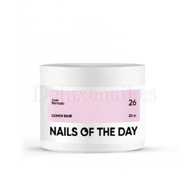 Cover Base Shimmer 26 NAILSOFTHEDAY, base camuflaje, violeta claro con purpurina plateada, 30 ml
