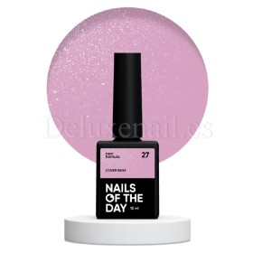Cover Base Shimmer 27 NAILSOFTHEDAY, base camuflaje, rosa con purpurina plateada, 10 ml