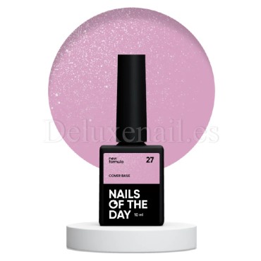 Cover Base Shimmer 27 NAILSOFTHEDAY, base camuflaje, rosa con purpurina plateada, 10 ml