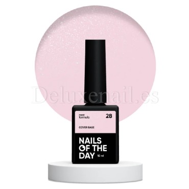 Cover Base Shimmer 28 NAILSOFTHEDAY, base camuflaje, rosa claro con purpurina plateada, 10 ml