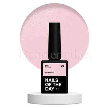 Cover Base Shimmer 29 NAILSOFTHEDAY, base camuflaje, beige rosado con purpurina plateada, 10 ml