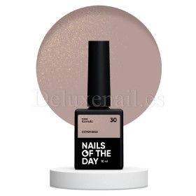 Cover Base Shimmer 30 NAILSOFTHEDAY, base camuflaje, beige con purpurina dorada, 10 ml