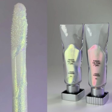 Liquid powder 01 NAILSOFTHENIGHT, polvo espejo líquido con reflejo de verde a morado para uñas, 5 g