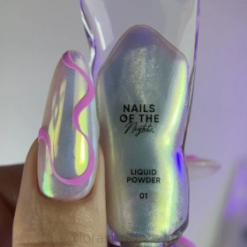 Liquid powder 01 NAILSOFTHENIGHT, polvo espejo líquido con reflejo de verde a morado para uñas, 5 g