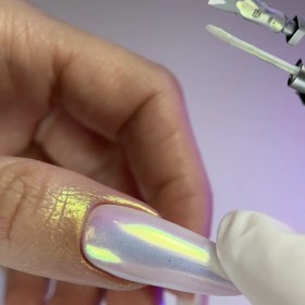 Liquid powder 01 NAILSOFTHENIGHT, polvo espejo líquido con reflejo de verde a morado para uñas, 5 g