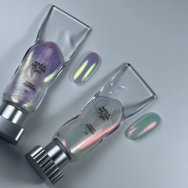 Liquid powder 01 NAILSOFTHENIGHT, polvo espejo líquido con reflejo de verde a morado para uñas, 5 g