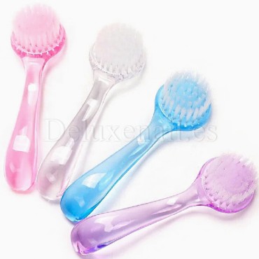 Cepillo suave redondo para manicura con tapa, Azul, 1 ud