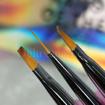 Kit de 3 pinceles para gel y nail art de pelo sintético NAILSOFTHEDAY Nail Art Brush con estuche multicolor