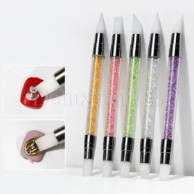 Kit de 5 pinceles dobles de silicona para decoración de uñas