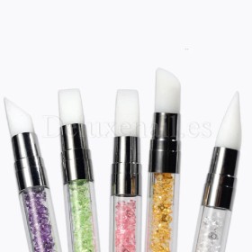 Kit de 5 pinceles dobles de silicona para decoración de uñas