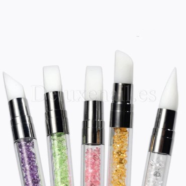 Kit de 5 pinceles dobles de silicona para decoración de uñas