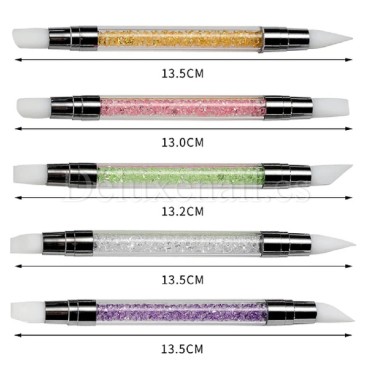 Kit de 5 pinceles dobles de silicona para decoración de uñas