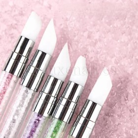 Kit de 5 pinceles dobles de silicona para decoración de uñas