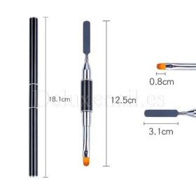 Pincel doble sintético con espátula y fundas, Negro
