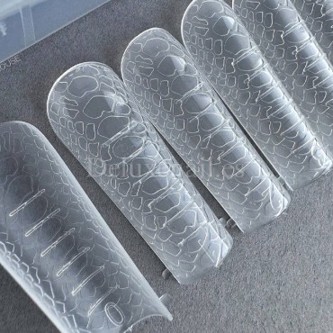 Tips dual system Snake Finger tip plastic form NO.16-2, 120 uds, 10 medidas, patrón serpiente