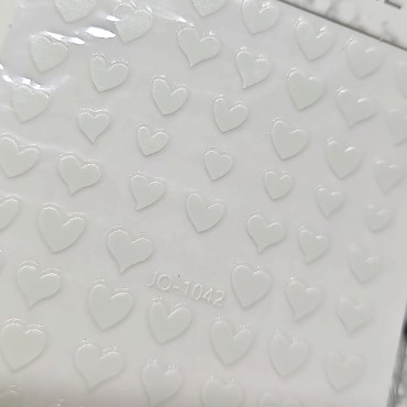 Pegatina adhesiva JO-1042, Corazones, blanco luminiscente
