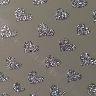 Pegatina adhesiva JO-0001, Corazones, plata reflectante