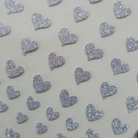 Pegatina adhesiva JO-0001, Corazones, plata reflectante