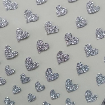 Pegatina adhesiva JO-0001, Corazones, plata reflectante