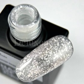 Potal Base 33 NAILSOFTHEDAY, base decorativa, transparente con micro brillo reflectante y trozos de foil blanco, 10 ml