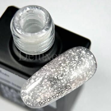 Potal Base 33 NAILSOFTHEDAY, base decorativa, transparente con micro brillo reflectante y trozos de foil blanco, 10 ml