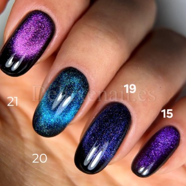 Gel Polish Cat Eye 19 DARK, esmalte semipermanente azul violeta camaleón, 6 ml