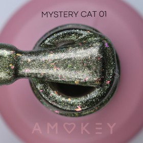 Mystery Cat 01 DE LA RO, esmalte permanente ojo de gato con trozos de foil multicolor, oro blanco, 10 ml