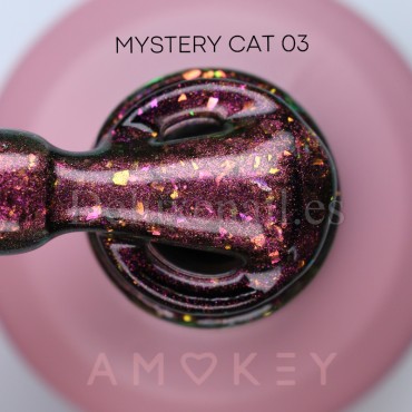 Mystery Cat 03 DE LA RO, esmalte permanente ojo de gato con trozos de foil multicolor, dorado, 10 ml