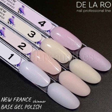 Base New France Shimmer 04 DE LA RO, base camuflaje, violeta claro con micro brillo, 15 ml