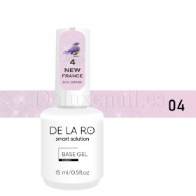 Base New France Shimmer 04 DE LA RO, base camuflaje, violeta claro con micro brillo, 15 ml
