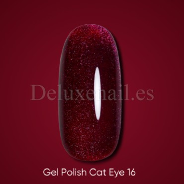 Gel Polish Cat Eye 16 DARK, esmalte semipermanente rojo frambuesa, 6 ml