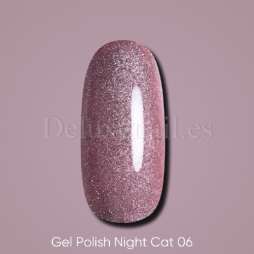 Gel Polish Night Cat 06 DARK, esmalte reflectante beige, 6 ml