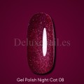 Gel Polish Night Cat 08 DARK, esmalte reflectante rojo frambuesa, 6 ml