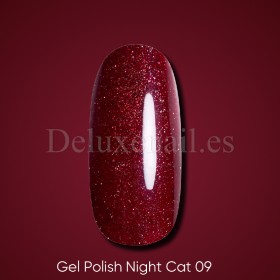 Gel Polish Night Cat 09 DARK, esmalte reflectante rojo, 6 ml