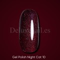 Gel Polish Night Cat 10 DARK, esmalte reflectante rojo oscuro, 6 ml