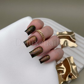 Mystery Cat 02 DE LA RO, esmalte permanente ojo de gato con trozos de foil multicolor, marrón, 10 ml