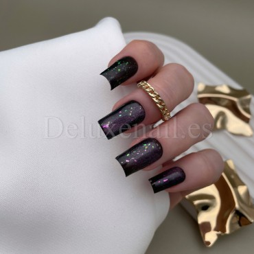 EsMystery Cat 04 DE LA RO, esmalte permanente ojo de gato con trozos de foil multicolor, rosa, 10 ml