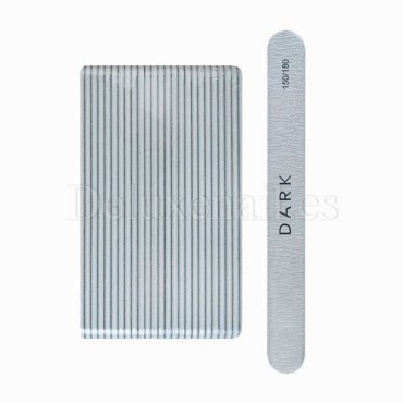 Kit de limas para uñas Dark, grano 150/180, 25 uds, forma recta, gris