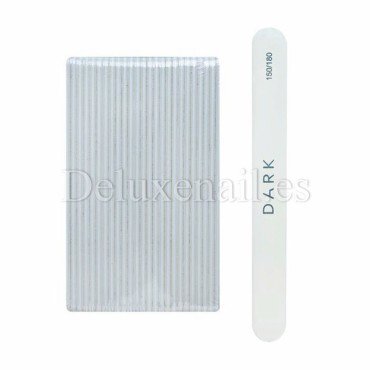 Kit de limas para uñas Dark, grano 150/180, 25 uds, forma recta, blanco